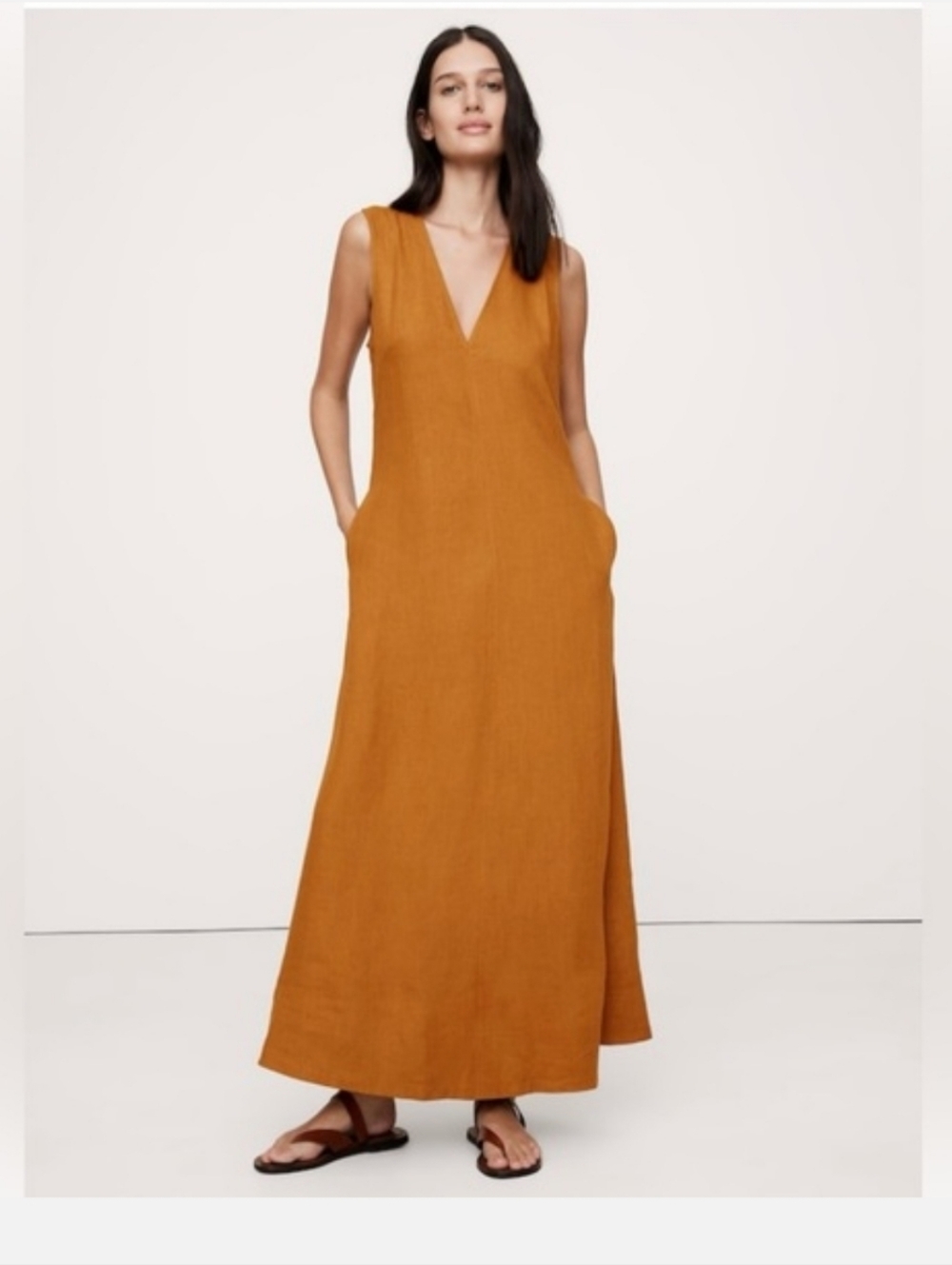 Republic Linen V-Neck Maxi Dress